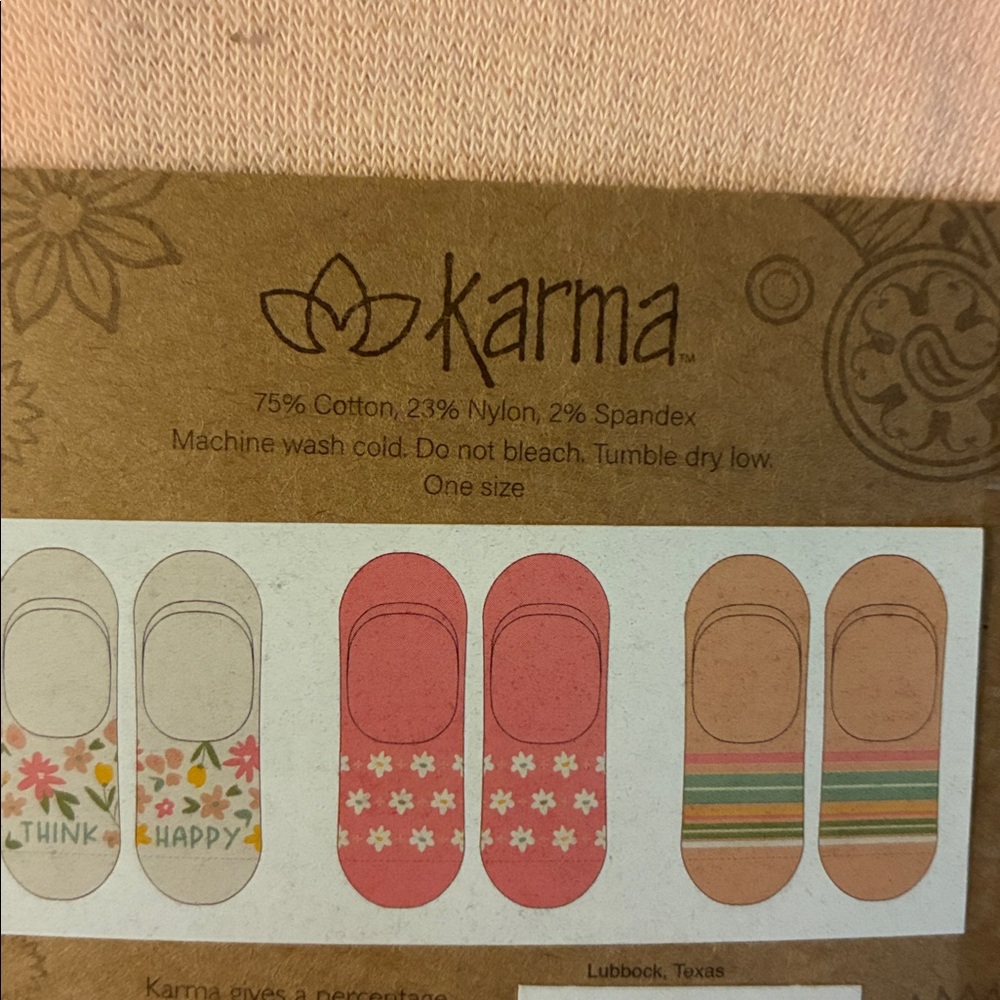 3 pack Karma Cream Floral No-Show Socks - Picture 3 of 4